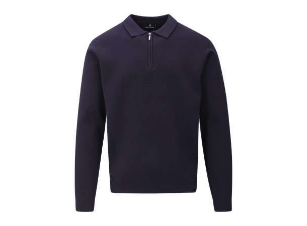 Succa Half-zip Polo Dark Navy M Basic viscose zip polo collar 