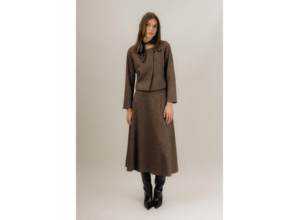 Amara Skirt Dark Brown S Twill wool maxi skirt 
