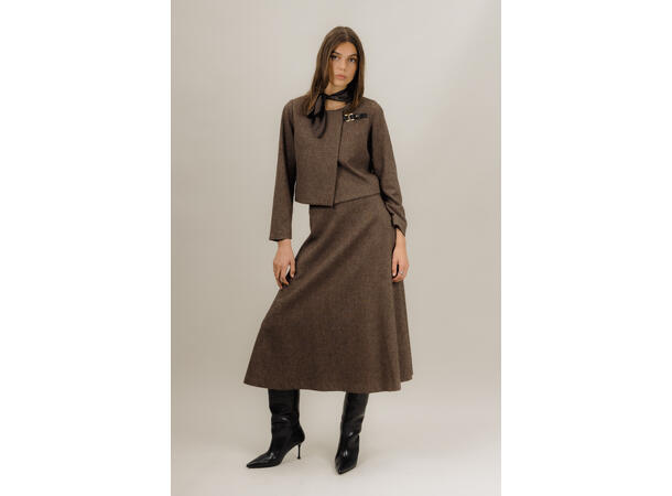 Amara Skirt Dark Brown S Twill wool maxi skirt 