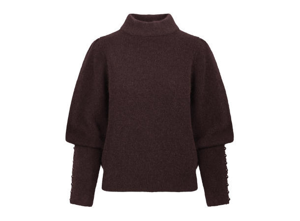 Aska Sweater Fudge M Puffed sleeves mohair sweater 