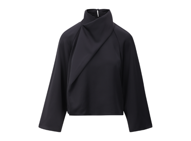 Cira Blouse Black S Satin blouse with twist 