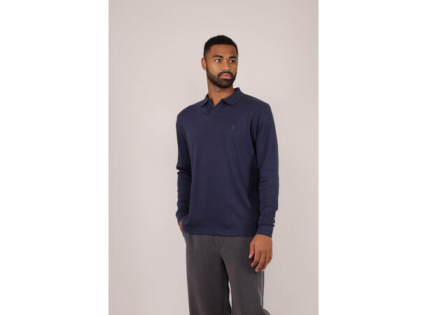 Dani LS Pique Navy L Interlock LS polo pique 