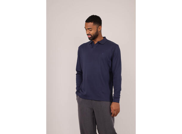 Dani LS Pique Navy L Interlock LS polo pique 