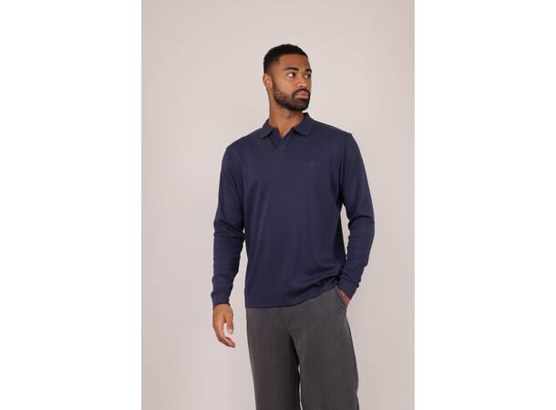 Dani LS Pique Navy L Interlock LS polo pique 