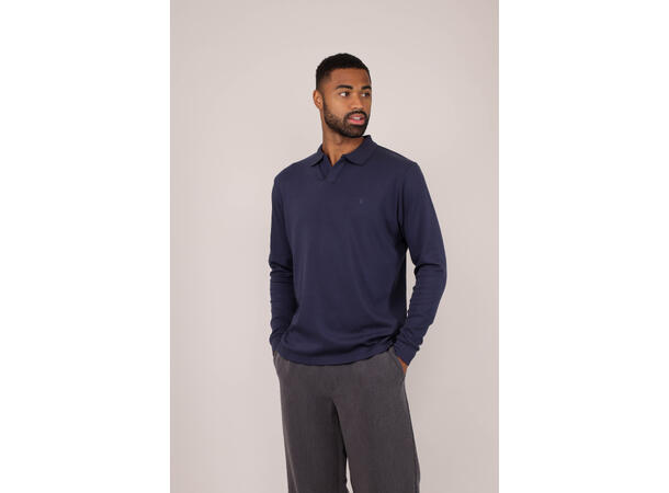 Dani LS Pique Navy L Interlock LS polo pique 