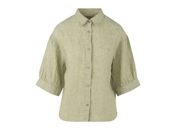 Eline SS Shirt Green L Puffed sleeve SS linen shirt 