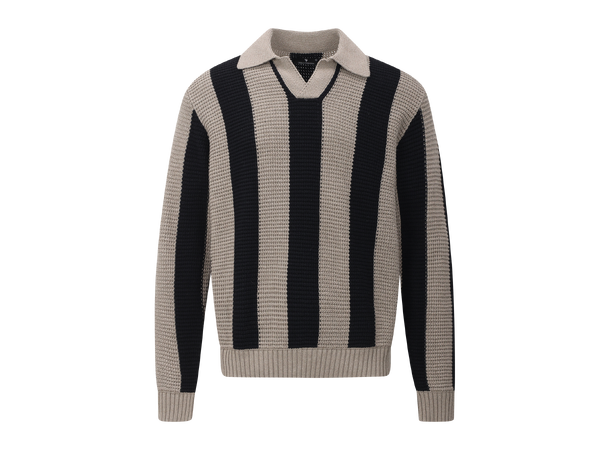 Escobar Sweater Black/Sand XL Block stripe crochet look sweater 