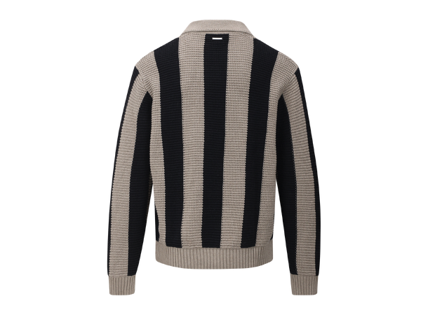 Escobar Sweater Black/Sand XL Block stripe crochet look sweater 