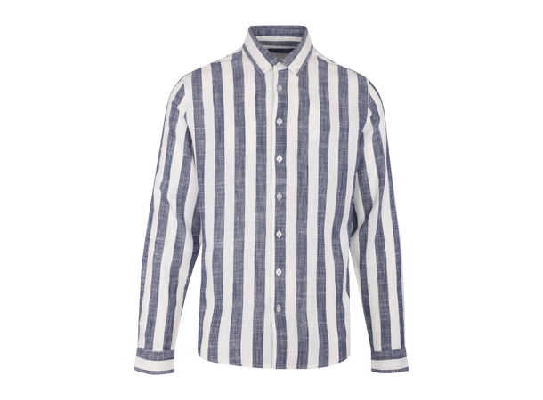 Folke LS Shirt Navy XXL Striped linen LS shirt 