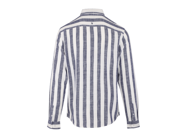 Folke LS Shirt Navy XXL Striped linen LS shirt 
