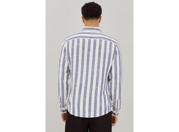 Folke LS Shirt Navy XXL Striped linen LS shirt 