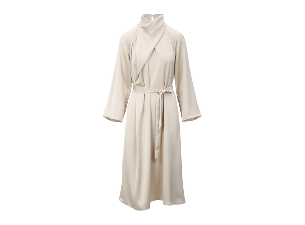 Garbo Dress Champagne M LS satin dress with twist 