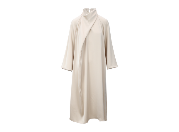 Garbo Dress Champagne M LS satin dress with twist 