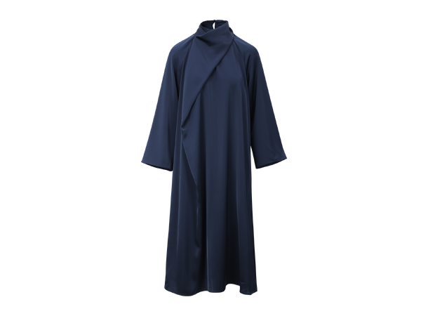 Garbo Dress Dark Navy M LS satin dress with twist 