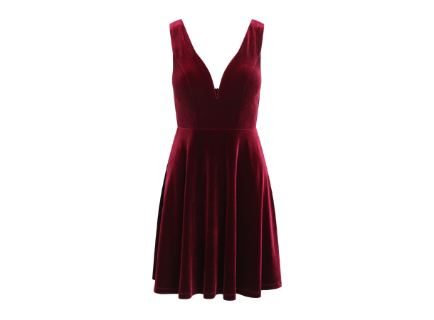 Ginza Dress Burgundy M Velour deep v-neck dress 