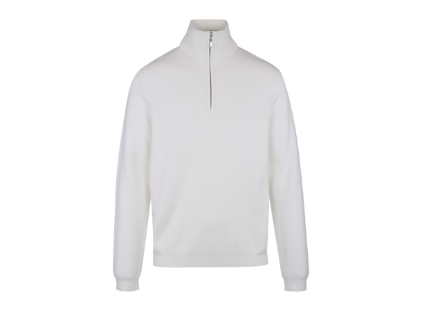 Jorge Half-zip Snow White M Cotton knit half-zip 