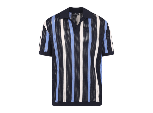 Marcos Pique Navy multi M Structure stripe pique 