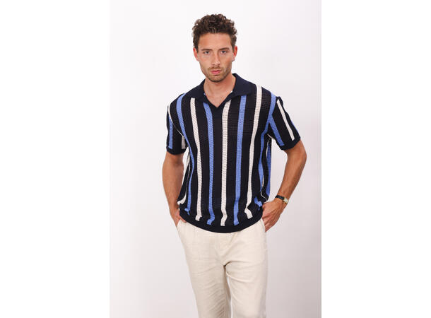 Marcos Pique Navy multi M Structure stripe pique 