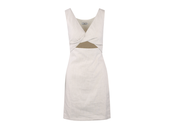 Nikoline Dress Light Sand XS Cut-out linen dress 