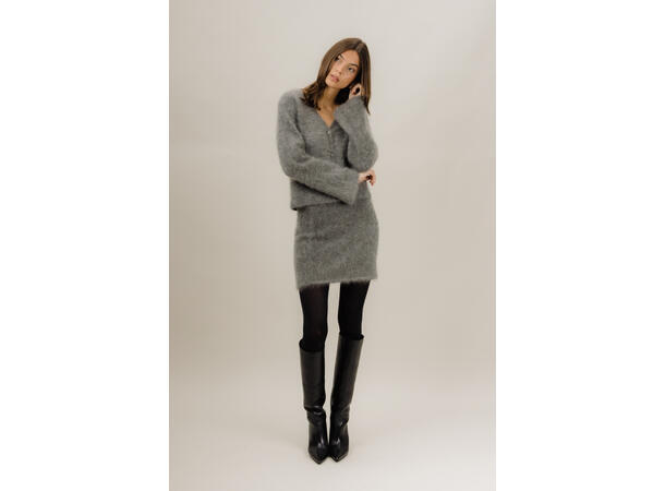 Phoebe Skirt Dark Grey M Furry mohair mini skirt 
