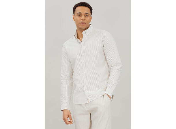 Solari LS Shirt Sand XL Cotton stripe oxford LS shirt 