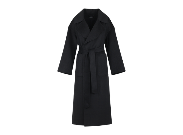 Ulla Coat Black XL Long coat with lapel 