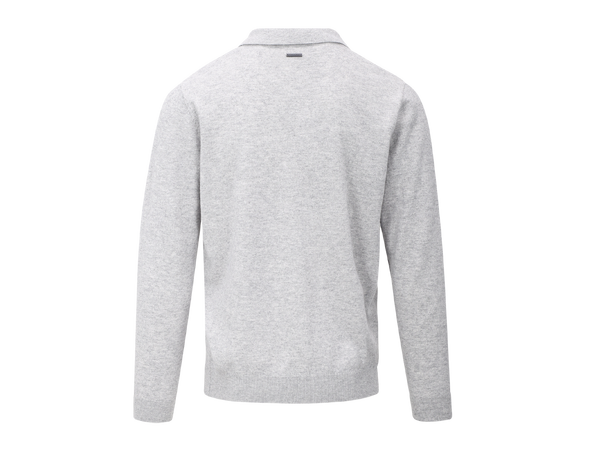 Adebayo Sweater Light Grey Melange XXL Merino knit polo pique 