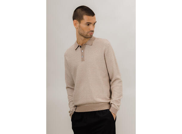 Axton Sweater Dark Sand M Jaquard button sweater 