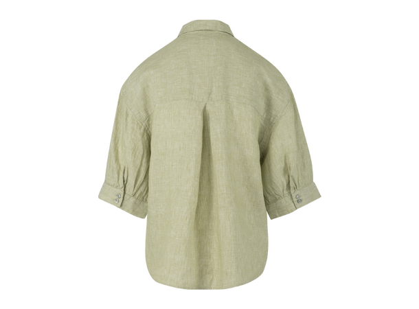 Eline SS Shirt Green XL Puffed sleeve SS linen shirt 