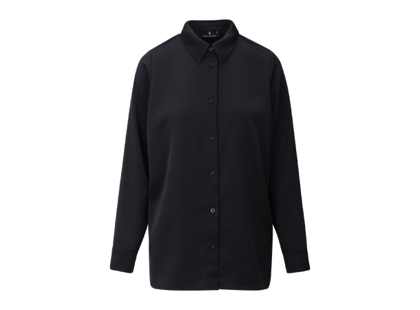Kalinka Blouse Black L Oversized satin blouse 
