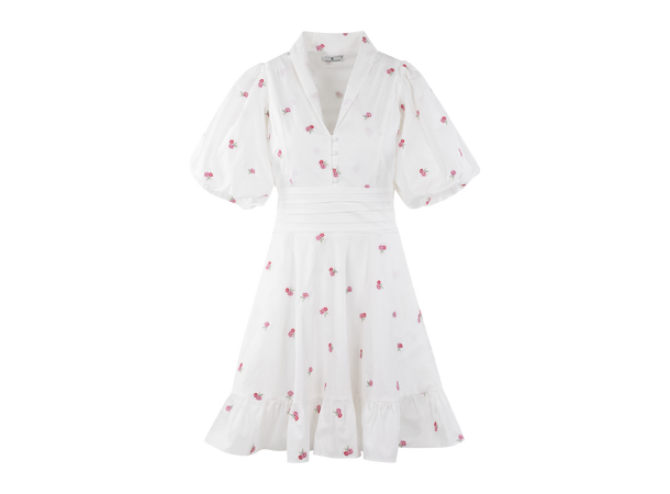 Makayla Dress Pink M Embroidery poplin dress 