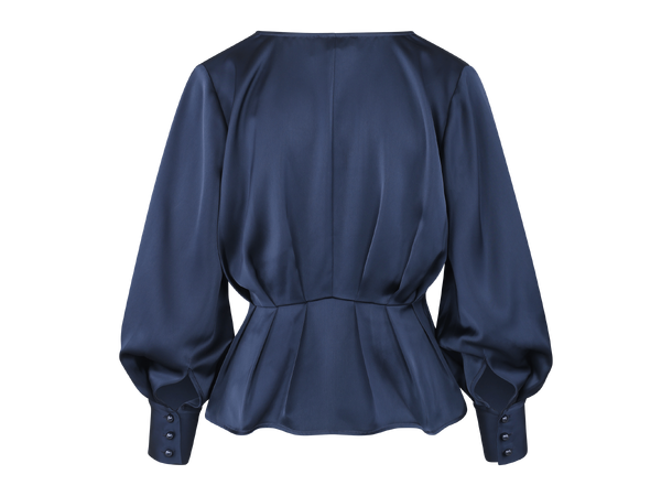 Mariella LS Blouse Navy XL Satin blouse with V-neck 
