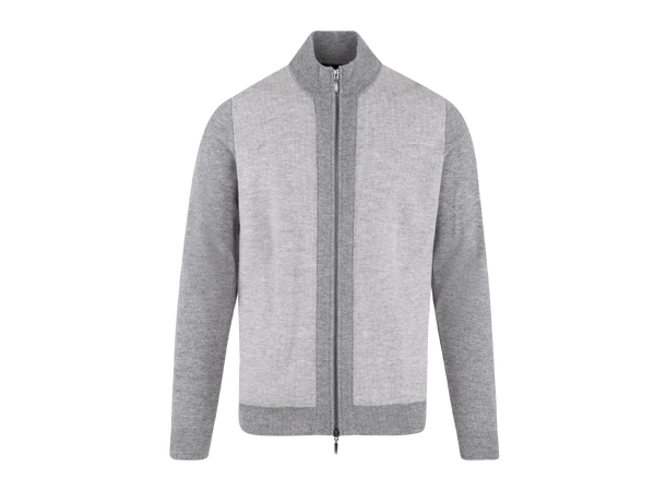 Milton Zip Cardigan Grey XXL Two-tone wool knit 