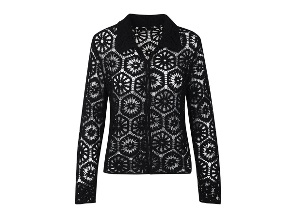 Olena LS Blouse Black M Crochet look shirt 