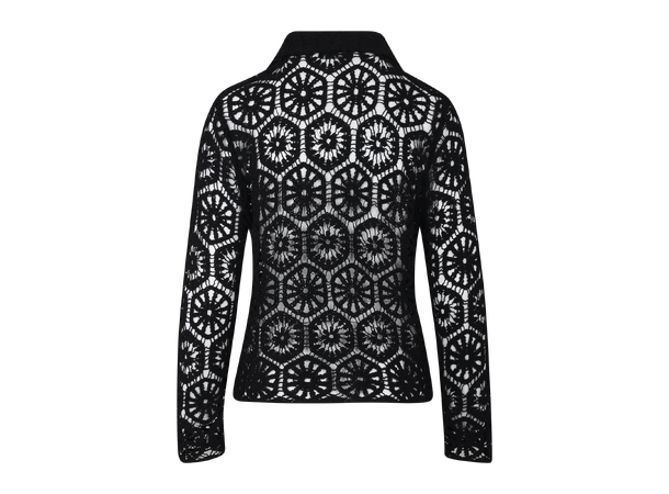 Olena LS Blouse Black M Crochet look shirt 