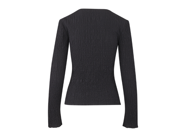 Ona LS Blouse Black XS Crinkle cotton blouse 