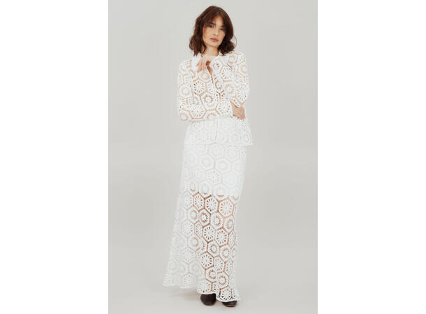 Senada Skirt White M Crochet long skort 