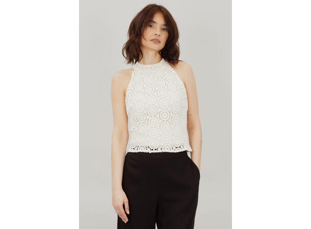 Bloom Top Cream XL Crochet halter-neck 