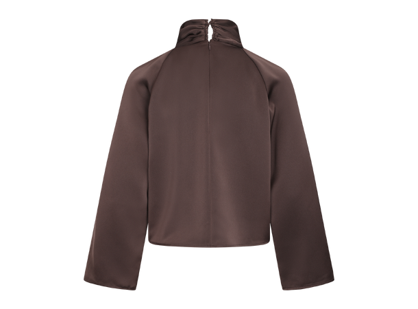 Cira Blouse Black Coffee S Satin blouse with twist 