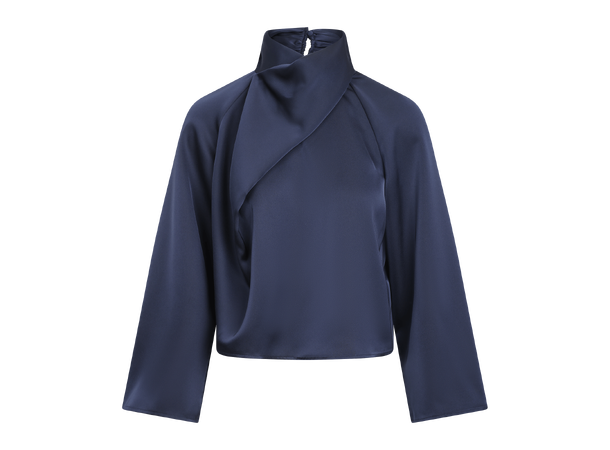 Cira Blouse Dark Sapphire S Satin blouse with twist 