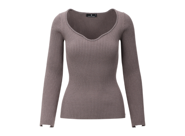 Freja Sweater Dark Sand M Sweetheart rib LS top 