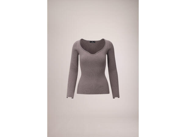 Freja Sweater Dark Sand M Sweetheart rib LS top 