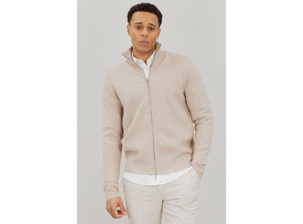 Nathan Cardigan Light Sand XL Viscose knit 2-way zip cardigan 