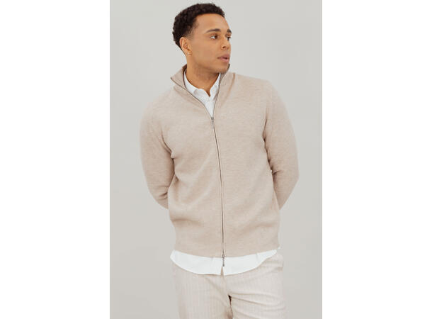 Nathan Cardigan Light Sand XL Viscose knit 2-way zip cardigan 