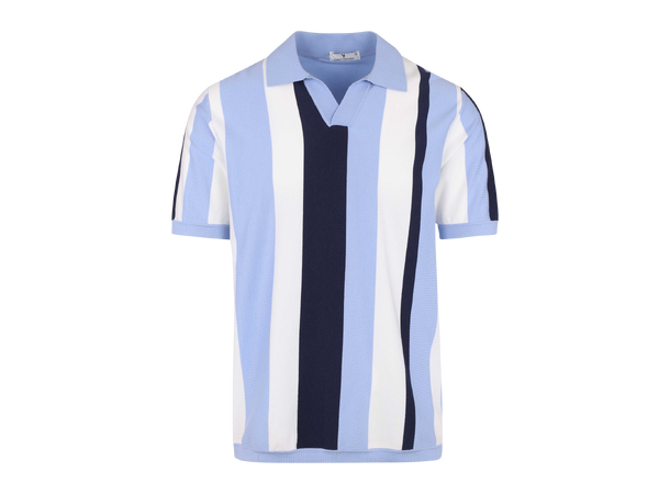 Romain Pique Blue multi L Knitted polo pique 