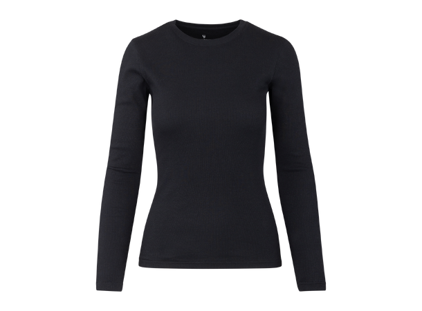 Bibi Top LS Black M Organic LS rib top 