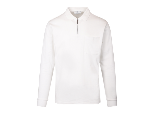 Denis LS Pique White M Interlock LS polo pique 