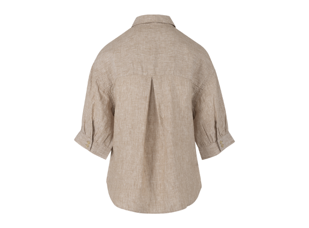 Eline SS Shirt Sand S Puffed sleeve SS linen shirt 