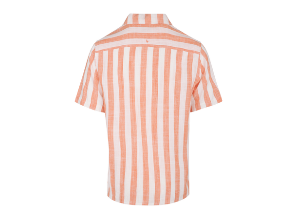 Folke SS Shirt Coral L Striped linen SS shirt 