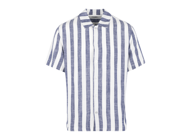Folke SS Shirt Navy XXL Striped linen SS shirt 